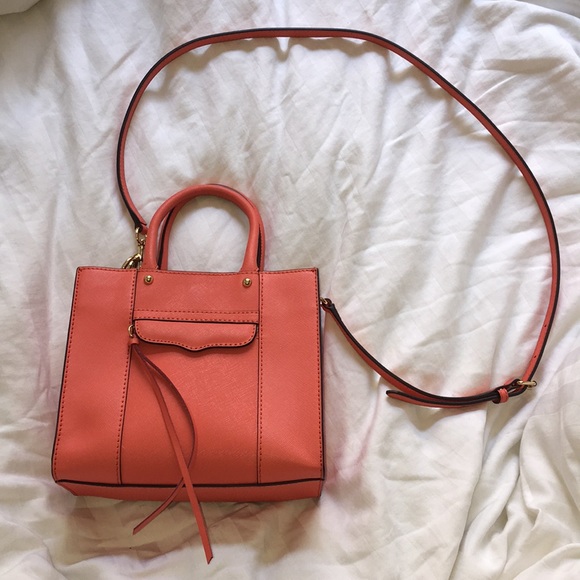 Rebecca Minkoff Mini Mab Tote Coral Tangelo + Dust Bag - Picture 2 of 9